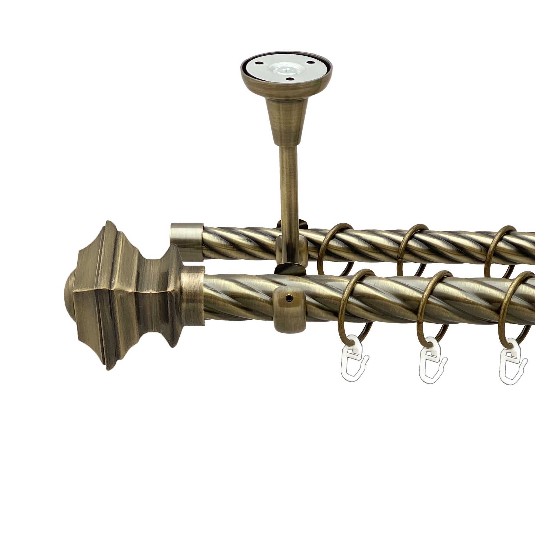 

Карниз Orvit Борджеза металевий дворядний відкритий до стелі скручена труба кільце металеве Антик 25\19 мм 300 см (00-00019073)