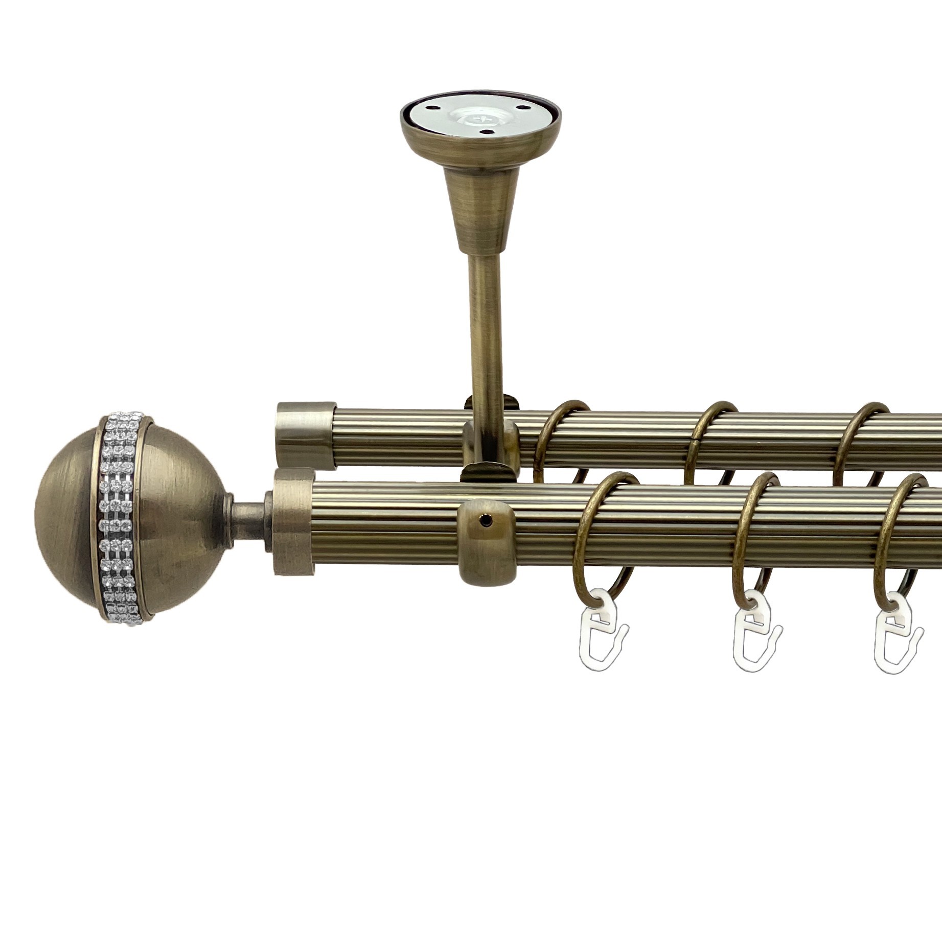 

Карниз Orvit Авея металевий дворядний відкритий до стелі рифлена труба кільце металеве Антик 25\19 мм 200 см (00-00018806)