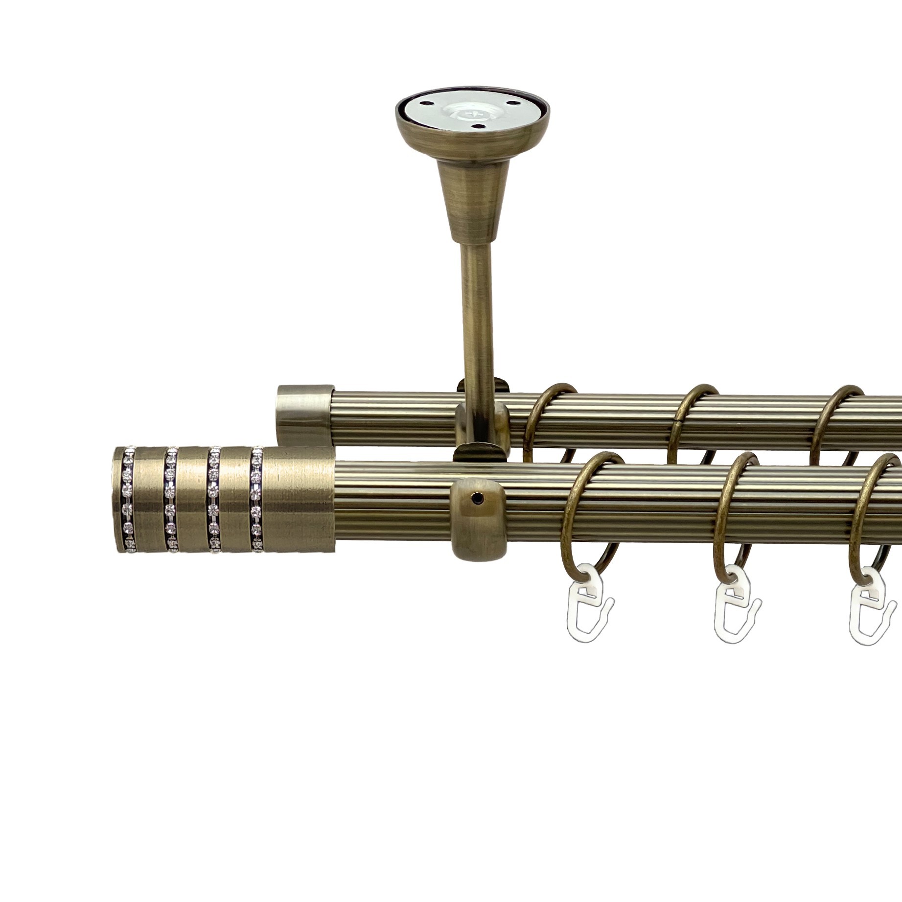 

Карниз Orvit Барамелла металевий дворядний відкритий до стелі рифлена труба кільце металеве Антик 25\19 мм 300 см (00-00018832)