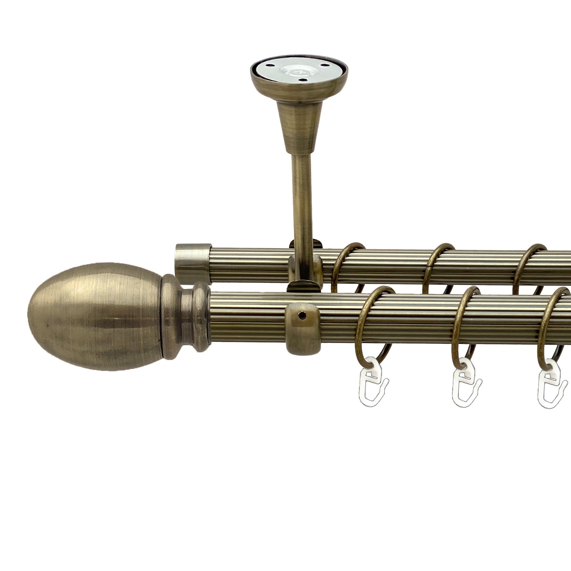 

Карниз Orvit Белуно металевий дворядний відкритий до стелі рифлена труба кільце металеве Антик 25\19 мм 160 см (00-00018833)