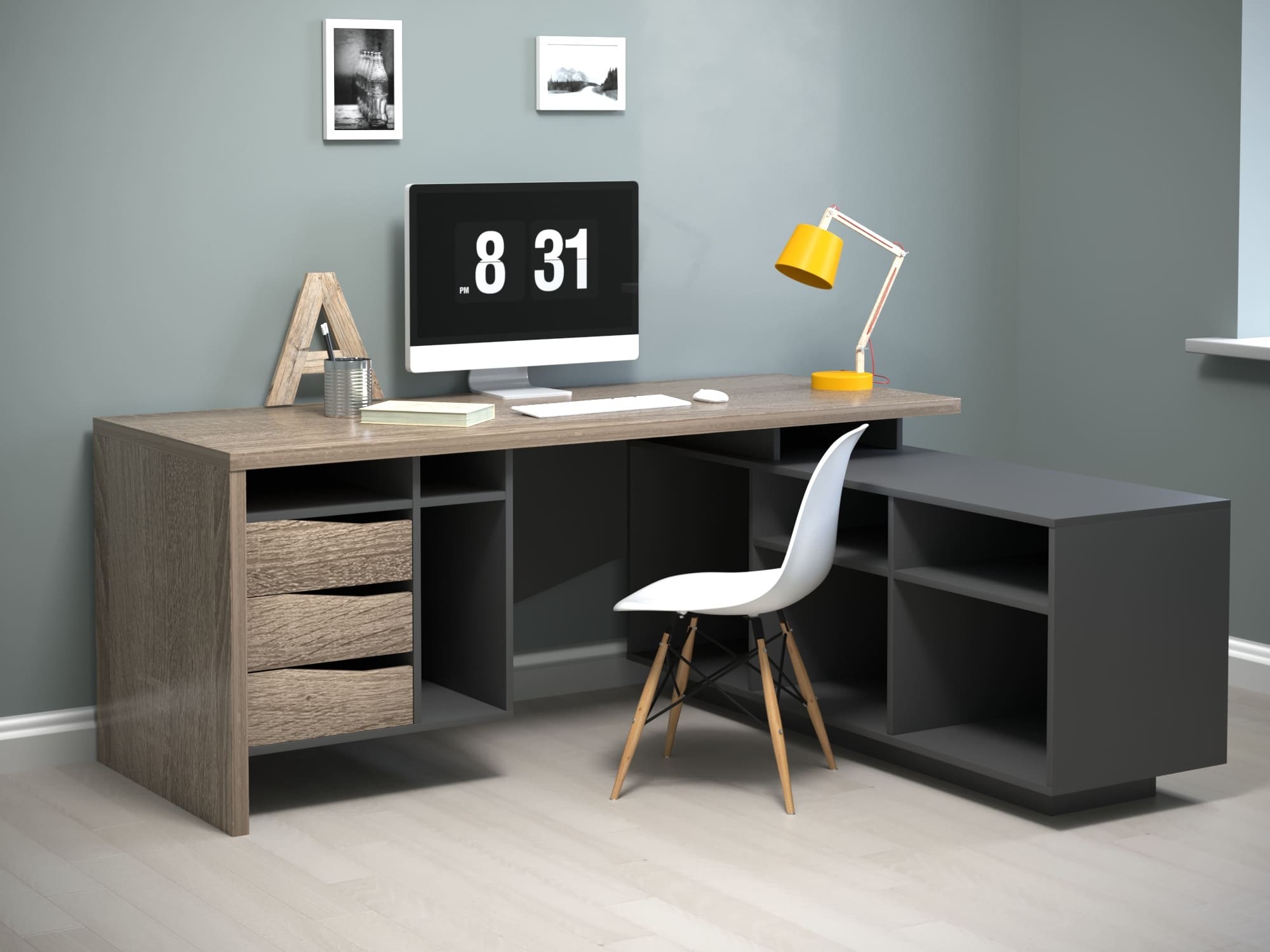 

Комп'ютерний стіл Intarsio Connect 1 190х163 см Дуб сонома трюфель + Антрацит правий (CONNECT1_R)