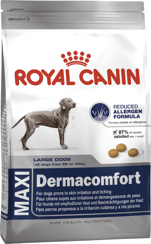 

Корм для собак крупных пород, склонных к раздражению и зуду кожи Royal Canin Maxi Dermacomfort 25 12 кг (2444120)