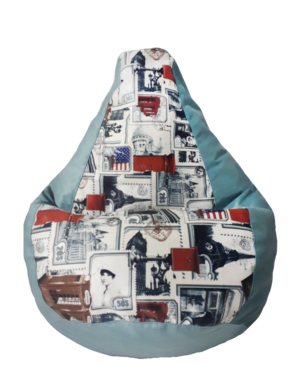 

Кресло-мешок Ecobag Груша комби 120/80 Бирюзовый