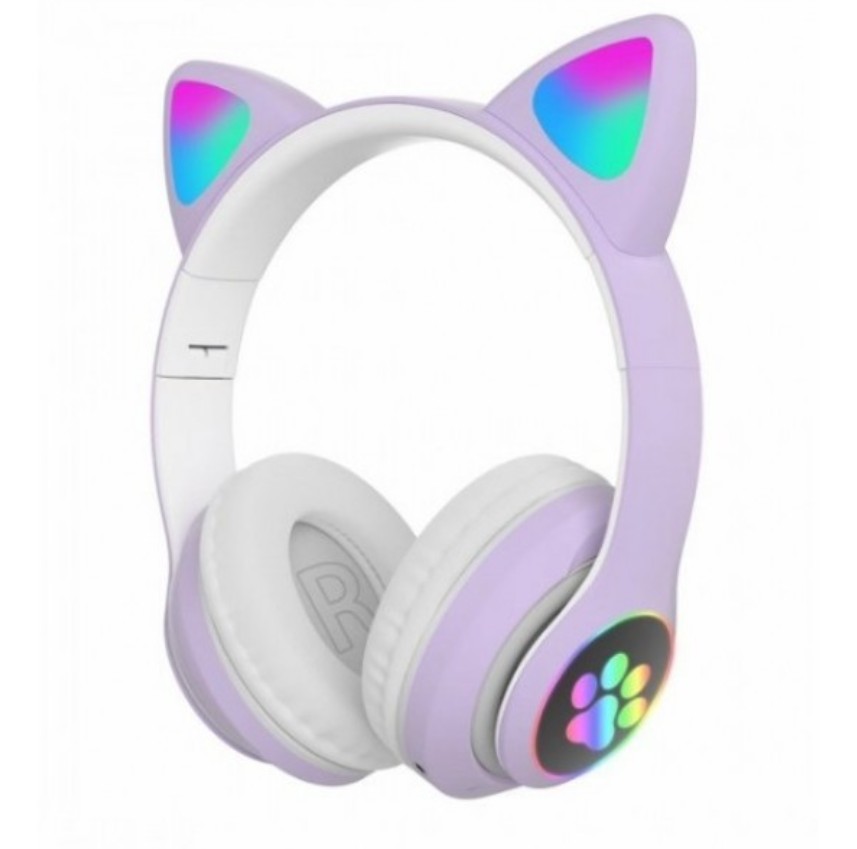

Беспроводные детские Bluetooth наушники с кошачьими ушками и цветной подсветкой Cat STN-28 фиолетовые