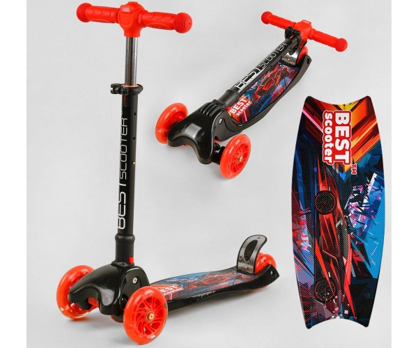 

Самокат трехколесный Best Scooter Mini, L9563, складной, с фарой, c рисунком Спорткар
