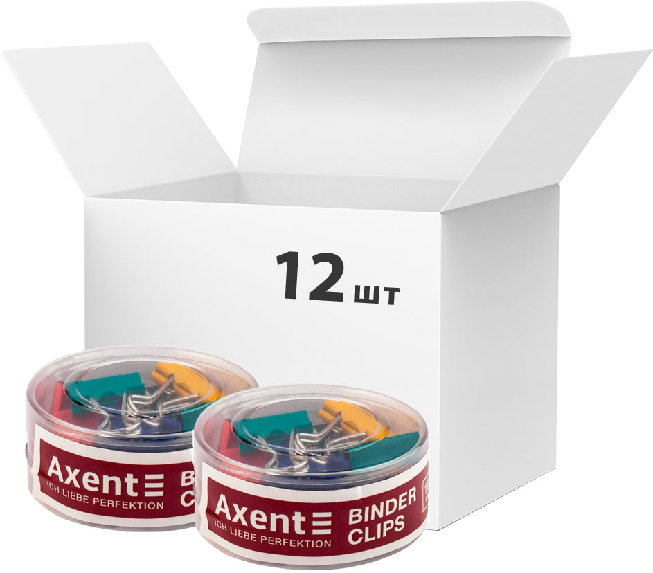 

Набор биндеров Axent 19 мм 12 пачек по 12 шт Ассорти цветов (4409-A)