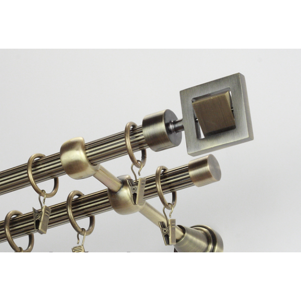 

Карниз Металлдеко металлический двухрядный Квадро 16 мм бронзовая рифленая труба 1 метр 60 см