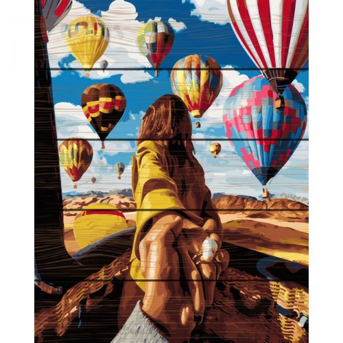 

Картина по номерам / анти-стресс раскраска на дереве "Следуй за мной. Воздушные шары"