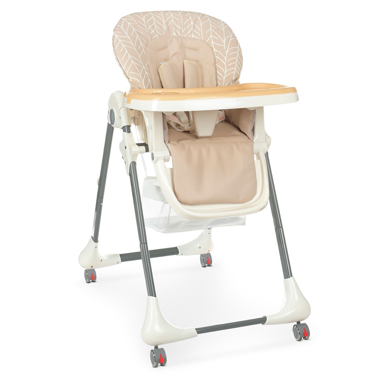 

Стульчик для кормления Bambi M 3233L White c выдвижным столиком бежевый однотонный