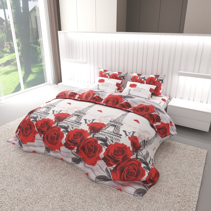 

Комплект постельного белья Уютная Жизнь Бязь Голд Семейный 150x220x2 (K-G-N-7247) Розы в Париже