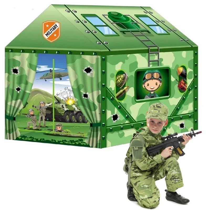 

Детская игровая палатка-домик Военная база Happy kid Military House для мальчиков Зелёная