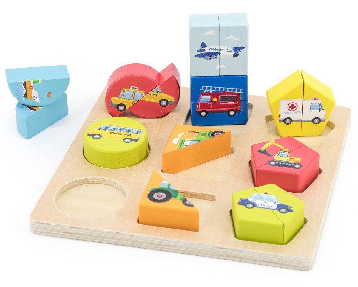 

Деревянная головоломка из блоков New Classic Toys Транспорт 20 × 20 × 3 см (10462)