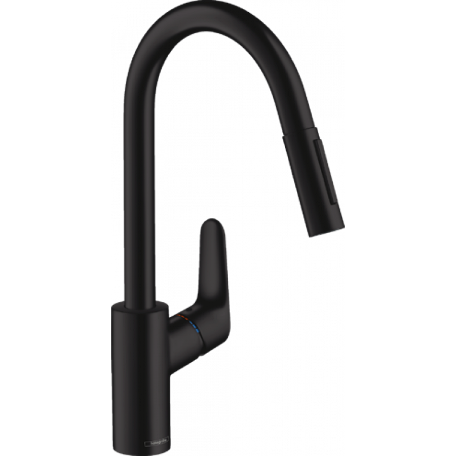 

Змішувач для кухні Hansgrohe Focus 240 2jet з висувним виливом Matt Black 31815670