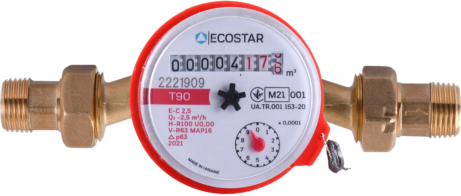 

Счетчик горячей воды ECOSTAR DN15 1/2" L110 E-C 2,5 ГВ