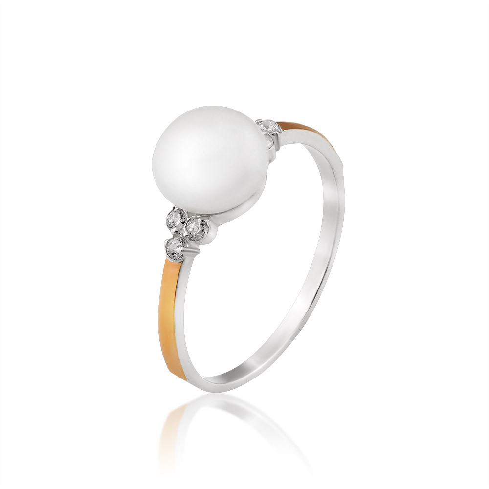 

Серебряное кольцо с жемчугом Юрьев арт.437 к 16