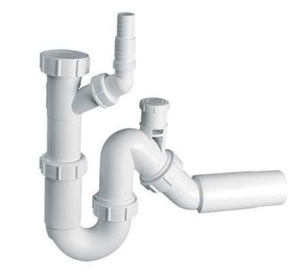 

Сифон для кухонної мийки McAlpine клік/клак 1,1/2x50 білий TP31VW50