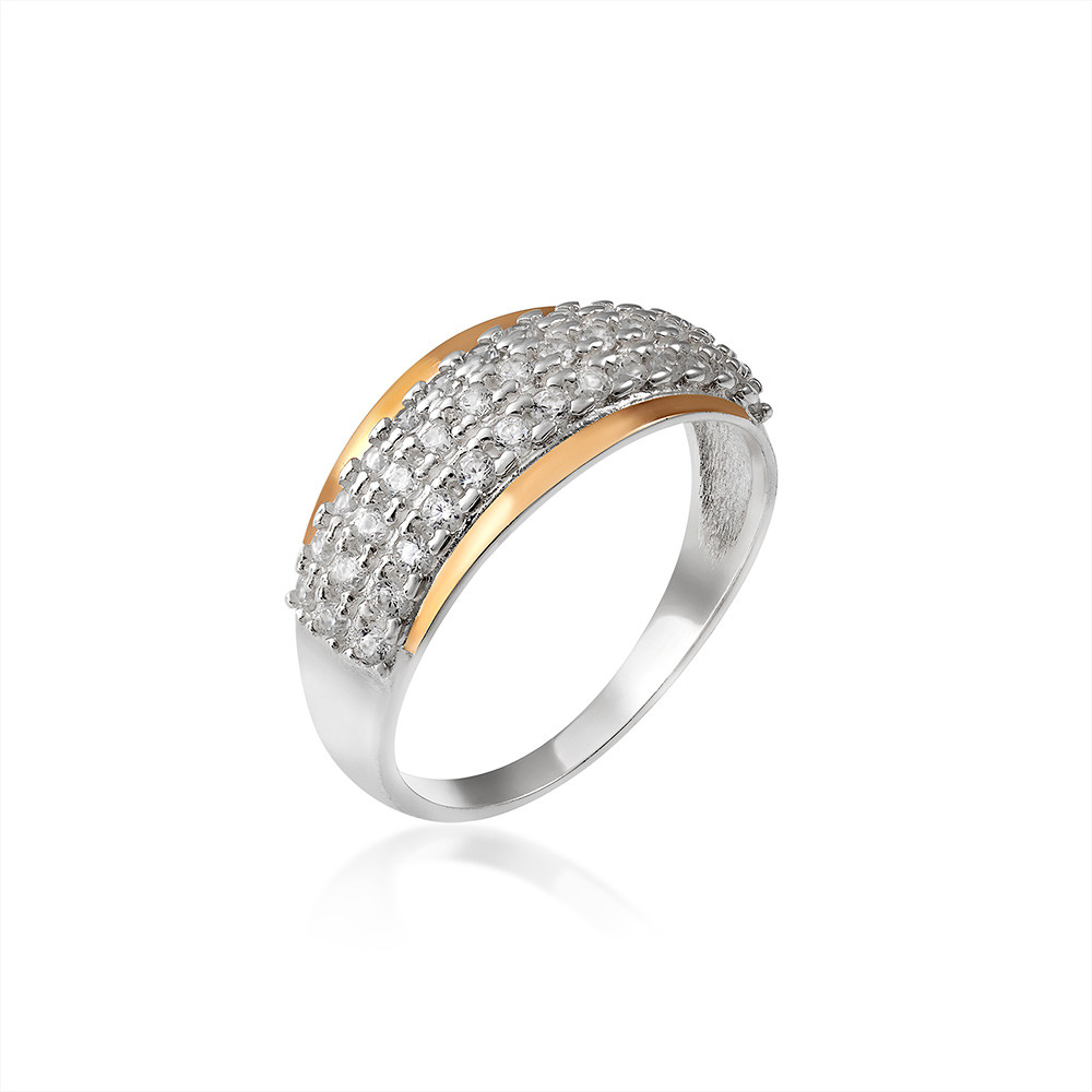 

Серебряное кольцо с фианитами Юрьев арт.493 к 19.5