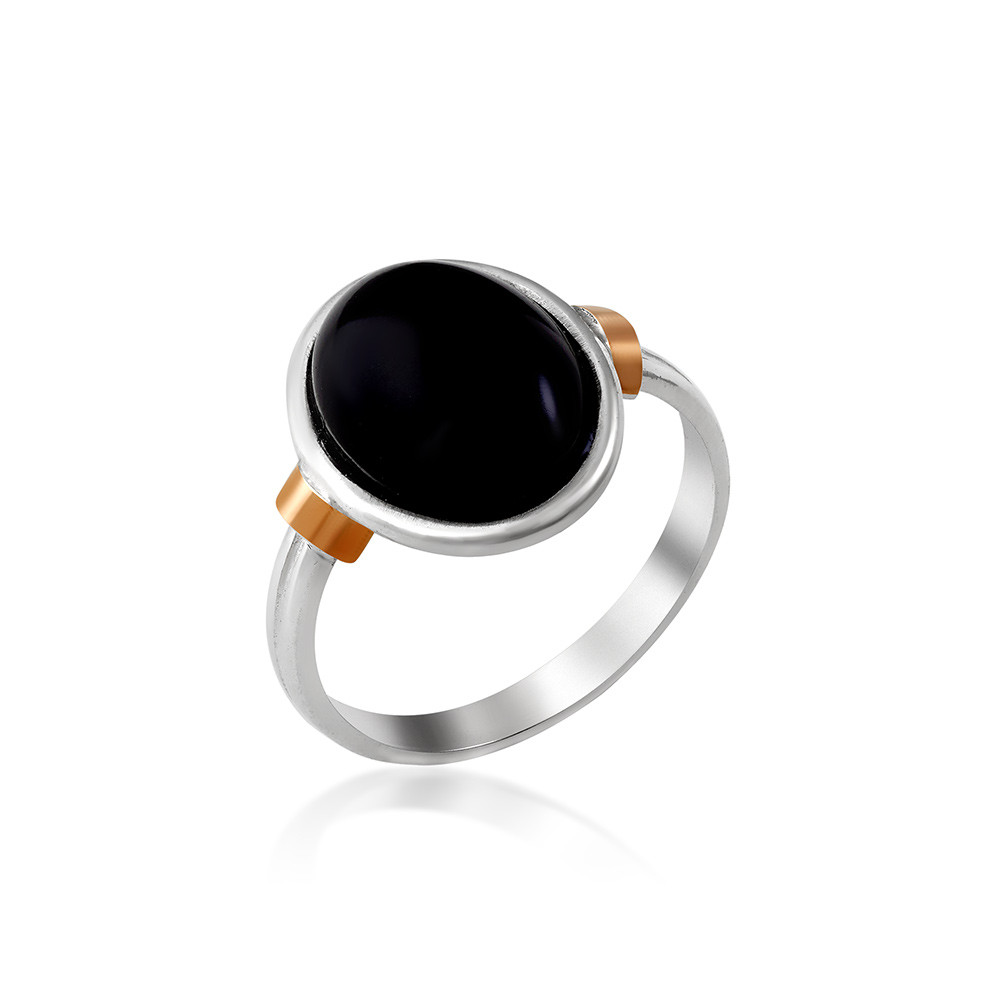 

Серебряное кольцо с ониксом Юрьев арт.490 к 18
