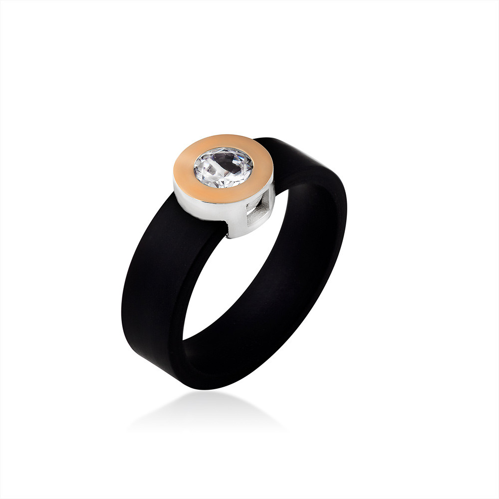 

Каучуковое кольцо с фианитом Юрьев арт.509 15.5