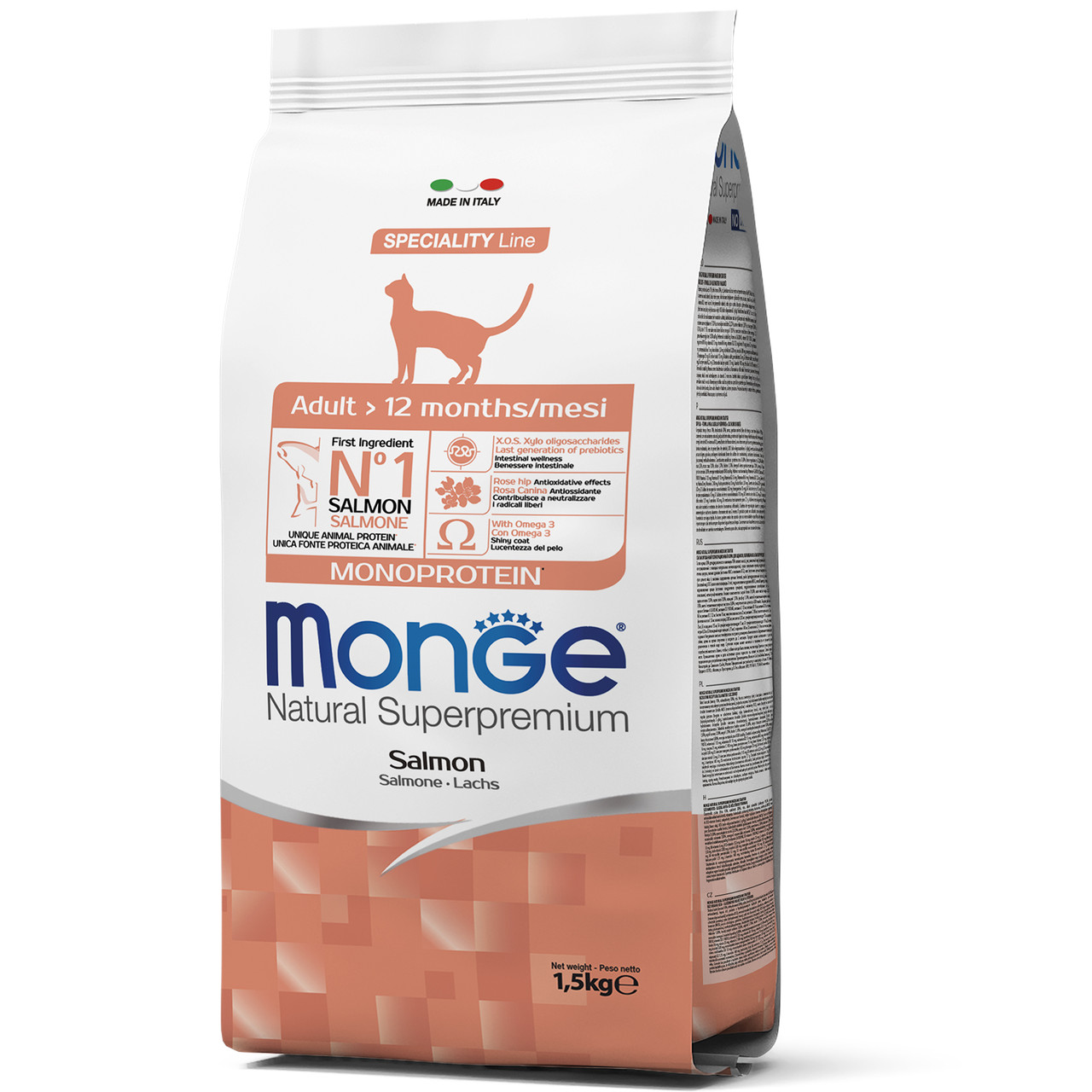 

Сухой корм Monge CAT Monoprotein Adult для взрослых кошек всех пород (лосось) 1.5 кг