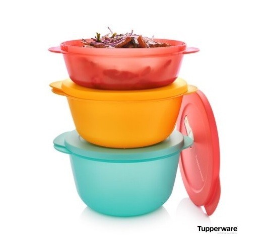 

Контейнеры для разогрева Tupperware "Новая волна" Набор 3 шт. (1л/1,5л/2 л) коралловый, оранжевый, голубой