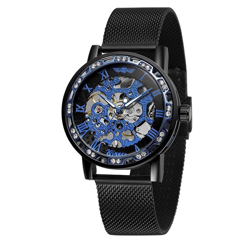 

Часы мужские Winner Diamonds mesh W0905 Black + Blue