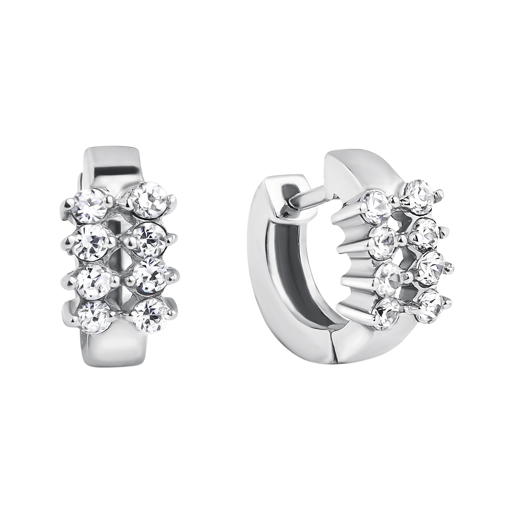 

Серебряные серьги-конго с фианитами, d 12,5 mm 000118054