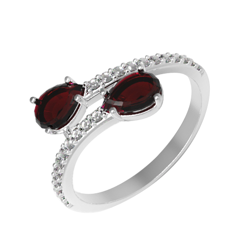 

Серебряное кольцо Фламенко с гранатом и фианитами 000063394 17.5 размера