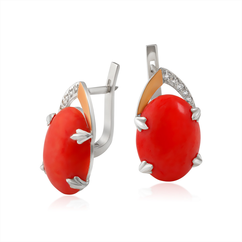

Серьги из серебра и золота с кораллом Юрьев 236 с