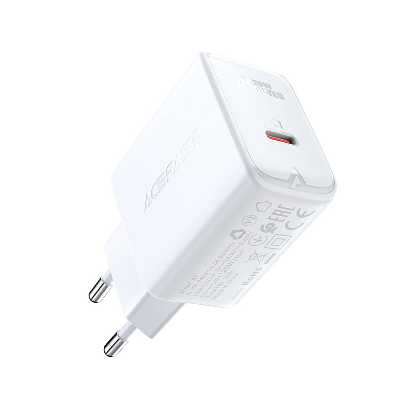 

Мережевий зарядний пристрій ACEFAST A1 PD20W single USB-C charger White
