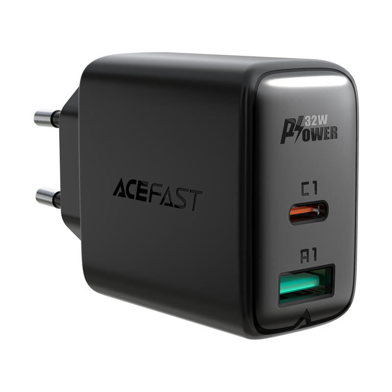 

Мережевий зарядний пристрій ACEFAST A5 PD32W(USB-C+USB-A) dual port charger Black