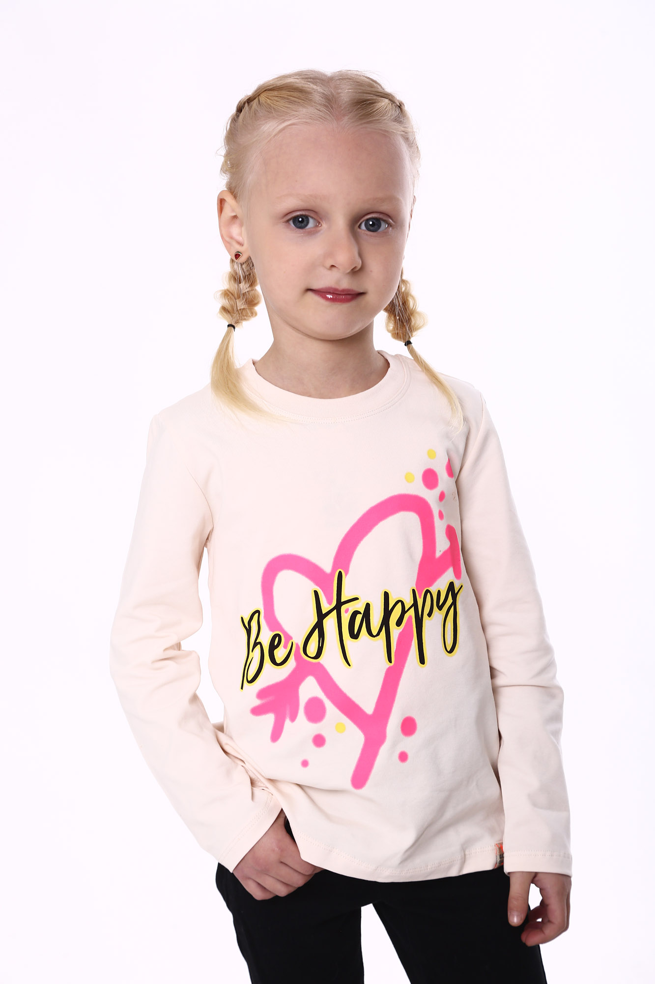 

Футболка с длинный рукавом Wanex "Be happy" молочный 116