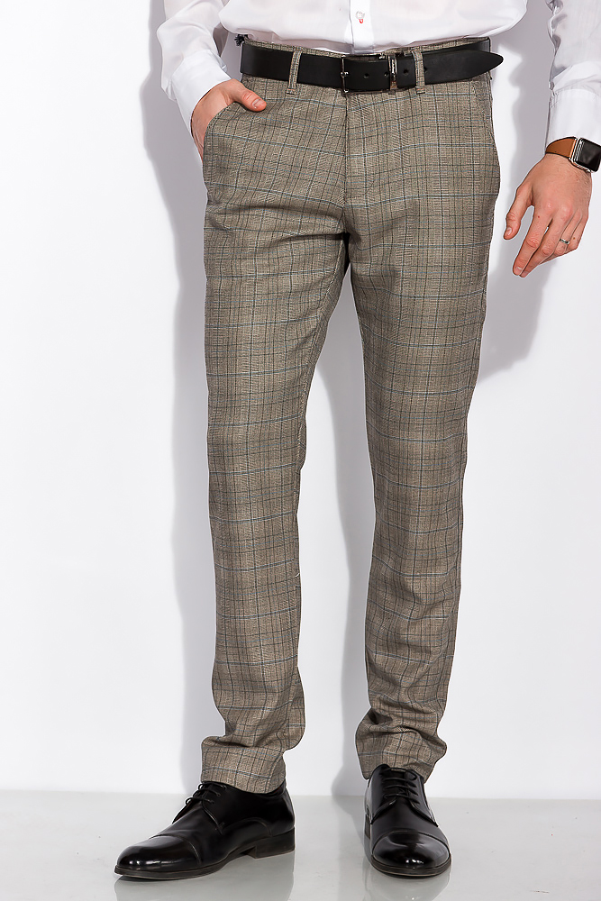 

Брюки классические в клетку Time of Style 148P150-1 30 Серо-оливковый