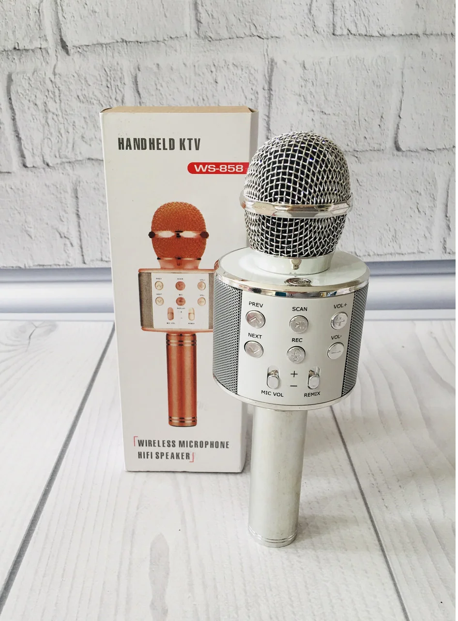 

Микрофон беспроводной для караоке LUX Best Toys 858 СЕРЕБРЯННЫЙ