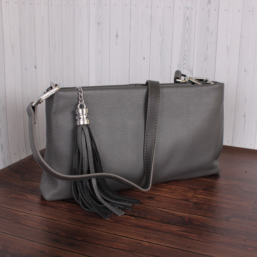 

Модный женский клатч из натуральной кожи de esse Y8081A-gray