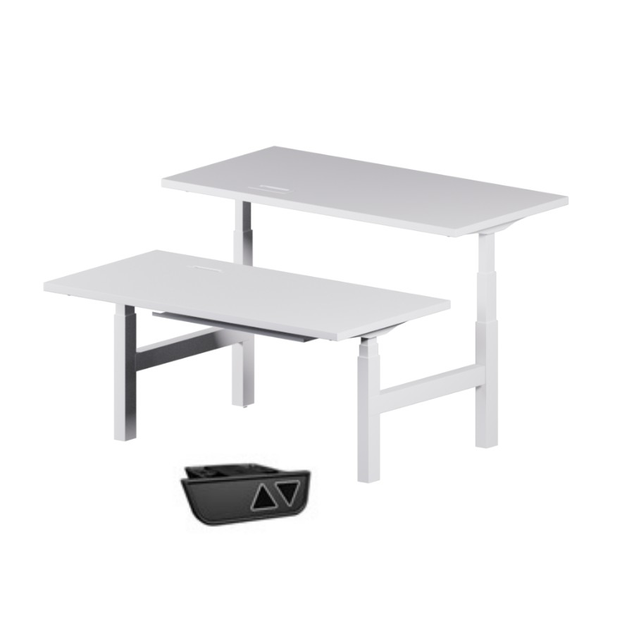 

Двойная база подъемного стола со столешницей и кабель-каналом Doble H type EPI EE 470 White