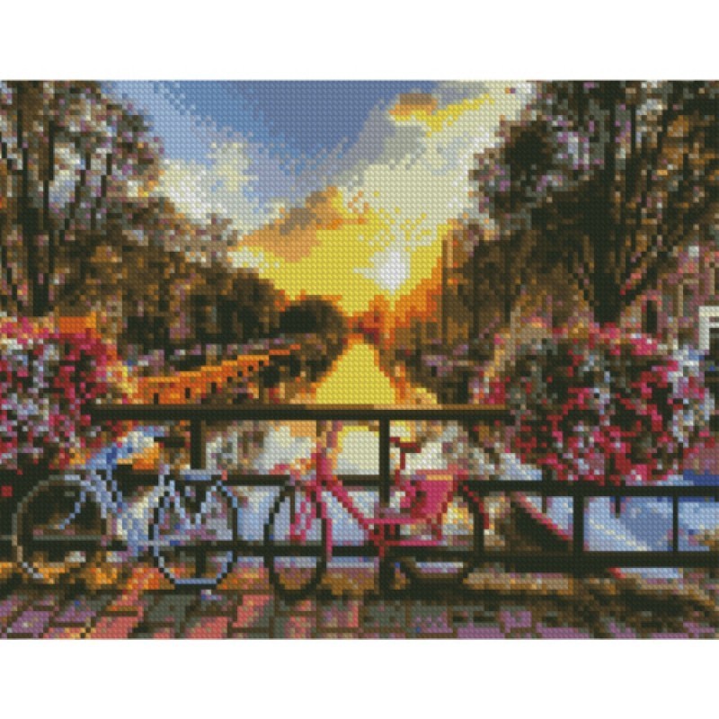 

Алмазная мозаика Strateg HX328 Велосипеды на мостике, размер 40-30 см