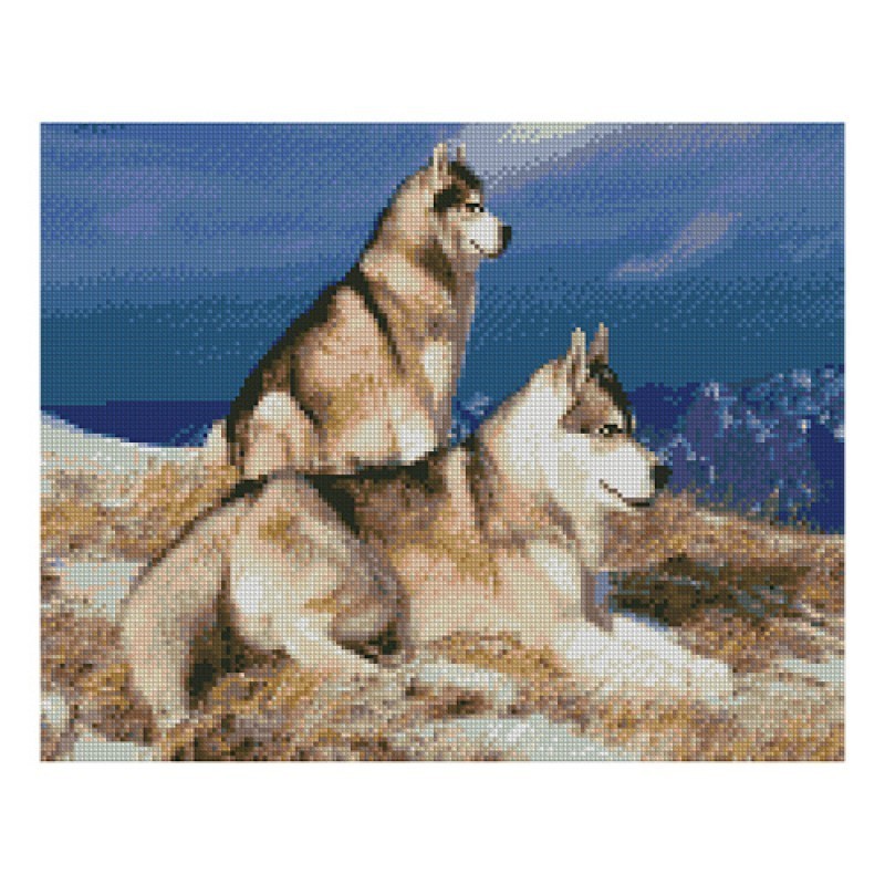 

Алмазная мозаика Strateg FA10183 Хаски в горах, размер 40-50 см