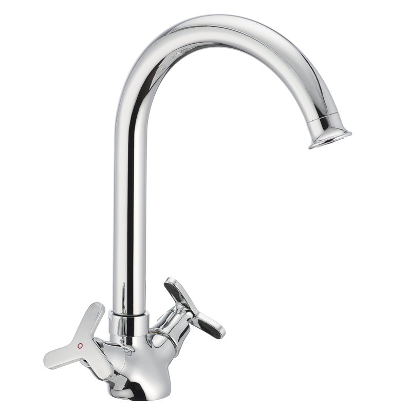 

Двухвентильный латунный Смеситель для кухни Кран для раковины MIXXUS Premium Apollo 275 Origin Шпилька + шланги 45 см Полуоборотный (MI0607)