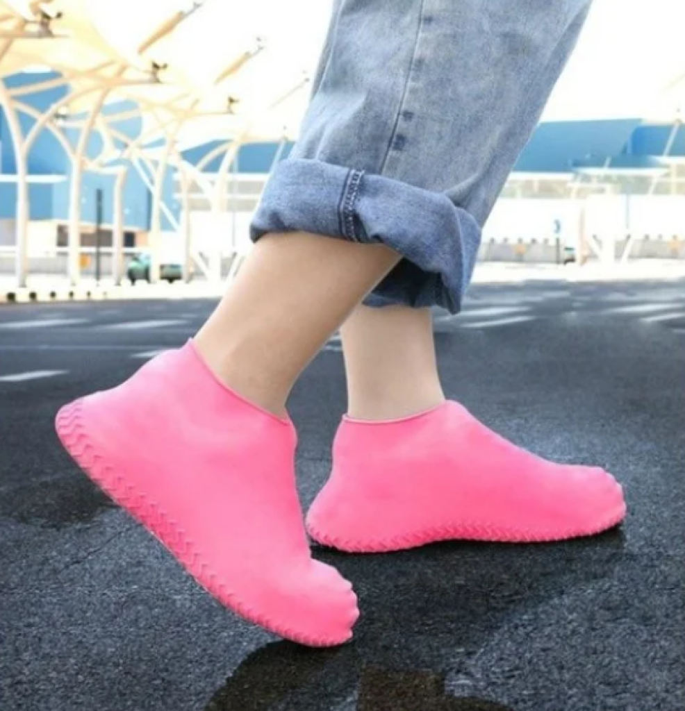 

Водонепроницаемые силиконовые бахилы Waterproof Silicone Shoe Cover резиновые чехлы для обуви розовые, S