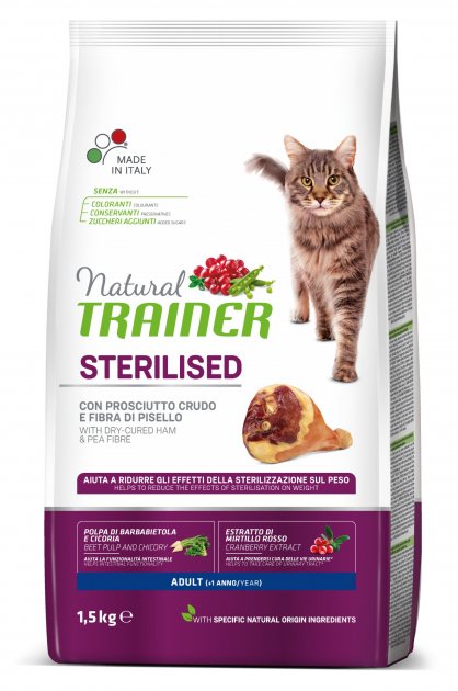 

Сухой корм для стерилизованных кошек Trainer Natural Super Premium Adult Sterilised с сыровяленной шинкой 1.5 кг