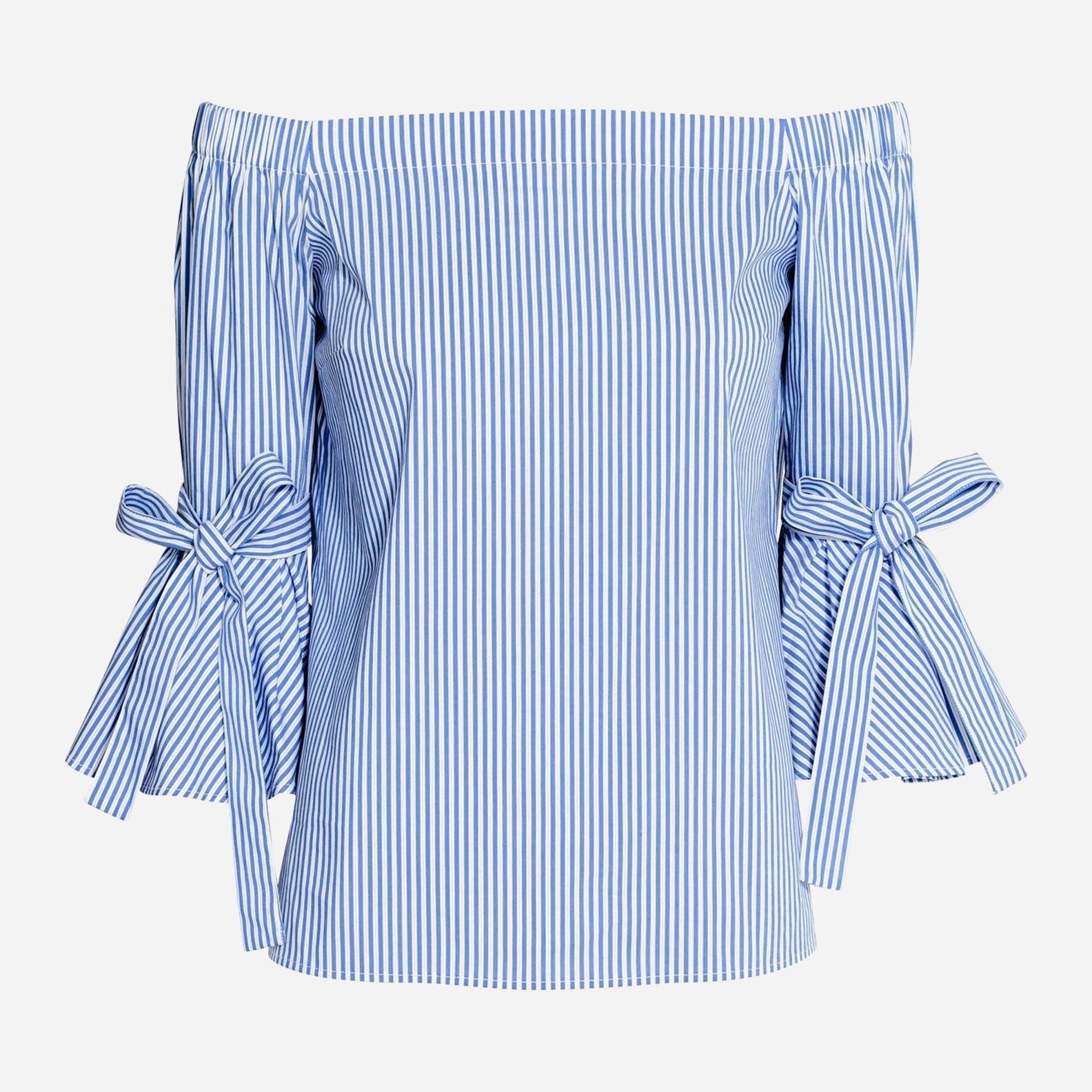 

Топ H&M 534058512  Синий с белым, Топ H&M 534058512 44 Синий с белым