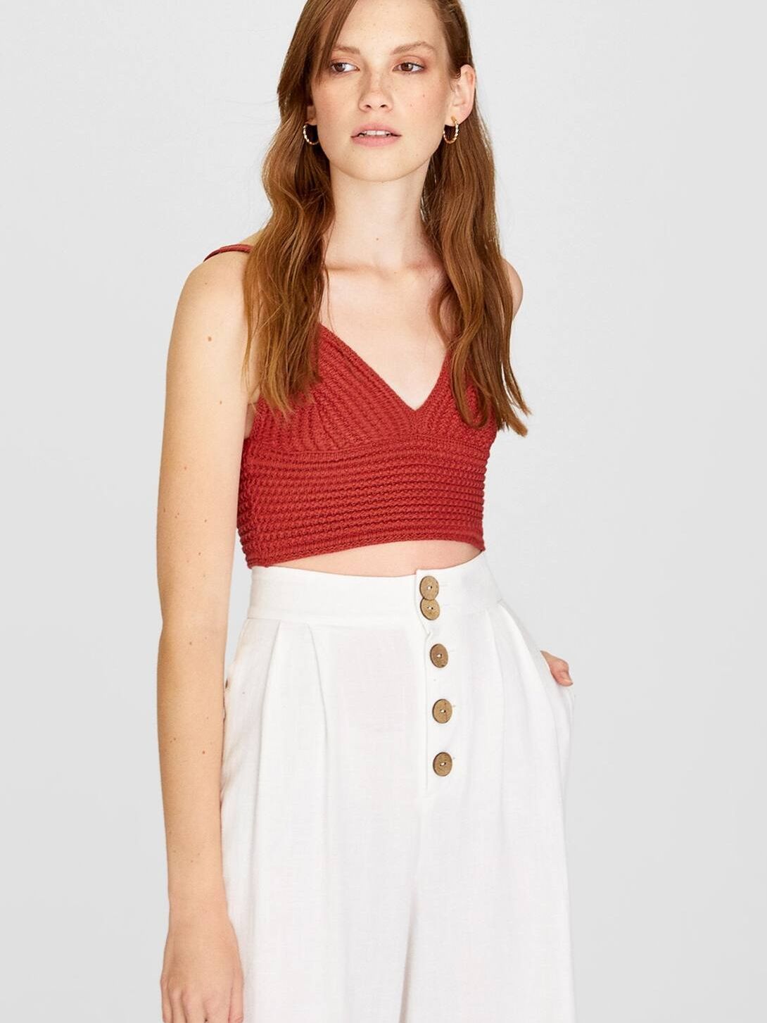 

Топ Stradivarius 01615091413  Бордовый, Топ Stradivarius 01615091413 M Бордовый