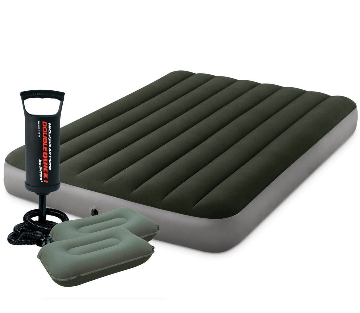 

Новинка 2020! Надувной матрас Intex 64108-1 Pillow Rest Classic полуторный с двумя подушками и ручным насосом (137х191х25) зеленый (in-64108-1)