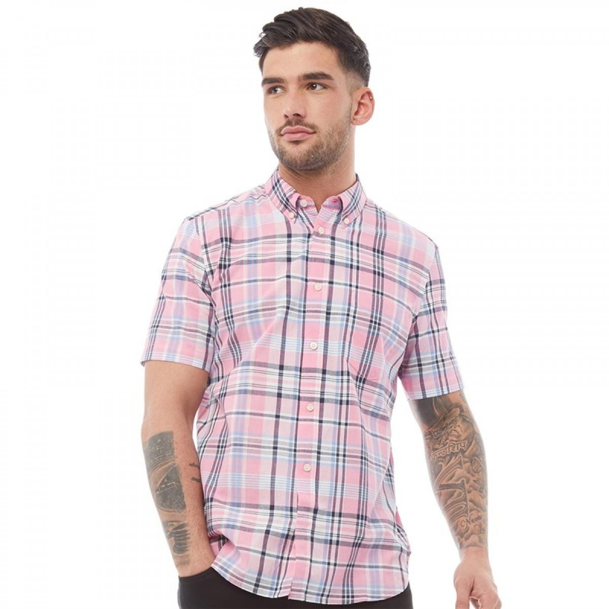 

Рубашка French Connection Checked Pocket Short Sleeve Shirt Pink Multi Light Pink, S (42)