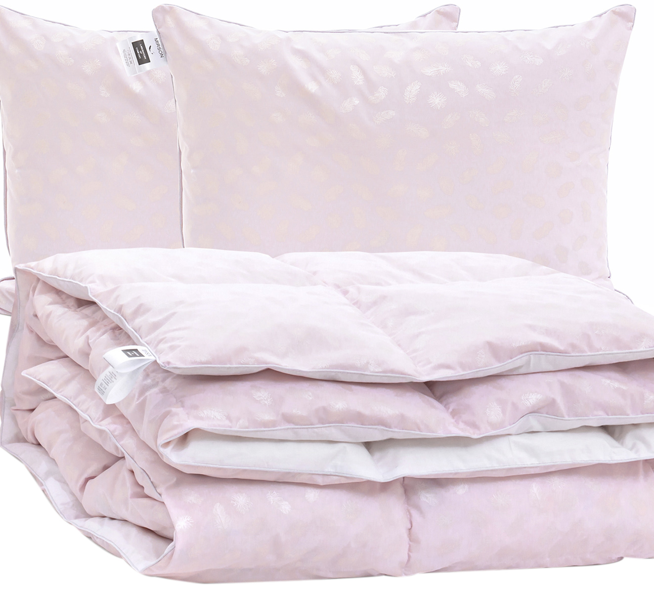 

Набор пуховый MirSon №1968 Bio-Pink Деми 50% пух одеяло 155х215 + подушки 50х70 2 шт средние