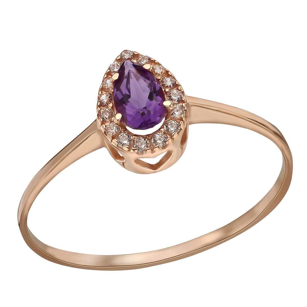 

Золотое кольцо с аметистом и фианитами Tango Jewellery Company 363674 размер 16