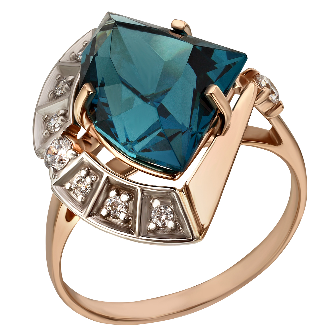 

Золотое кольцо с вставками голубого топаза и фианитов Tango Jewellery Company 371791 размер 17
