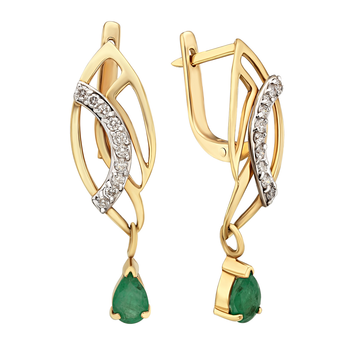 

Серьги в лимонном золоте с бриллиантами и изумрудом Tango Jewellery Company 772083М