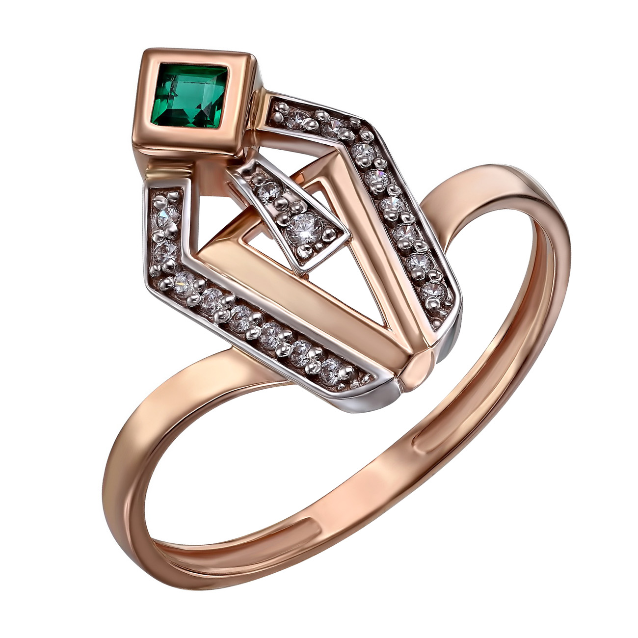 

Золотое кольцо с изумрудом и фианитами Tango Jewellery Company 377762 размер 17.5